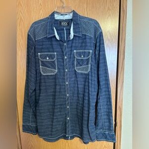 Buckle Black Label XL Athletic Fit Men's Blue Casual Button Down Shirt